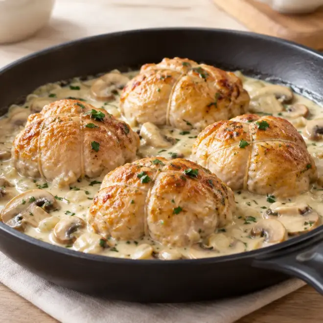 Paupiettes de veau : recette crémeuse aux champignons