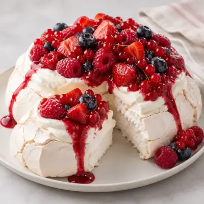 Pavlova aux fruits rouges facile et moelleuse
