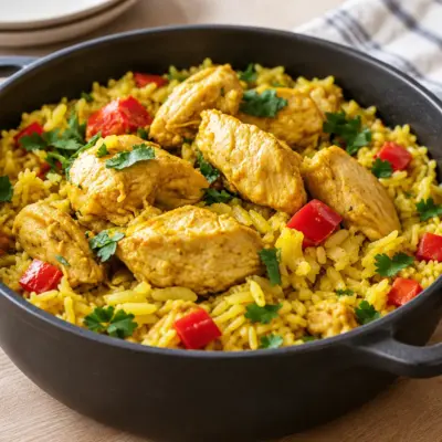 Pilaf de riz au poulet doré facile