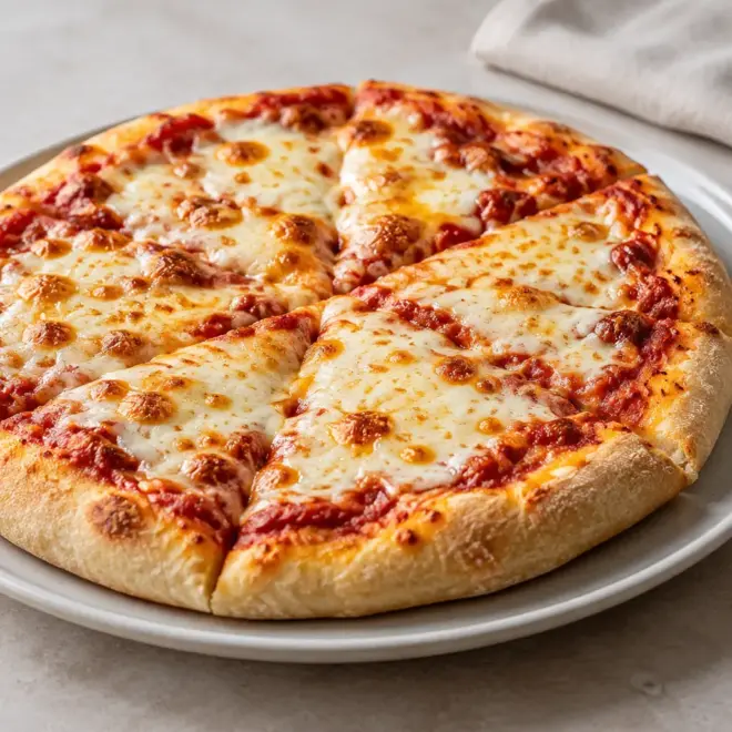 Pizza au fromage : pâte moelleuse et dorée