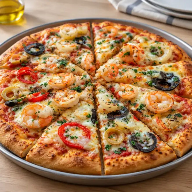 Pizza aux fruits de mer facile et dorée