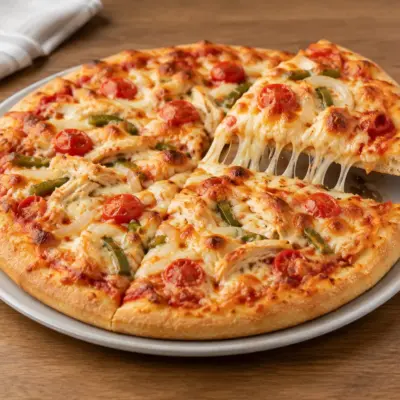 Pizza garnie au fromage facile et moelleuse
