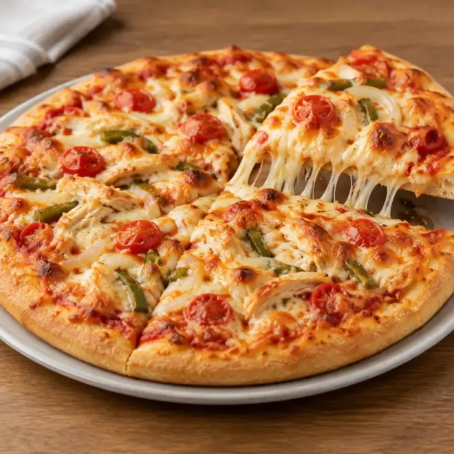 Pizza garnie au fromage facile et moelleuse
