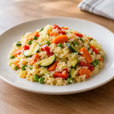 Plat de riz frais de jardin facile et moelleux
