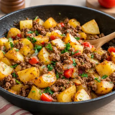Poêlée de bœuf haché facile et pommes de terre