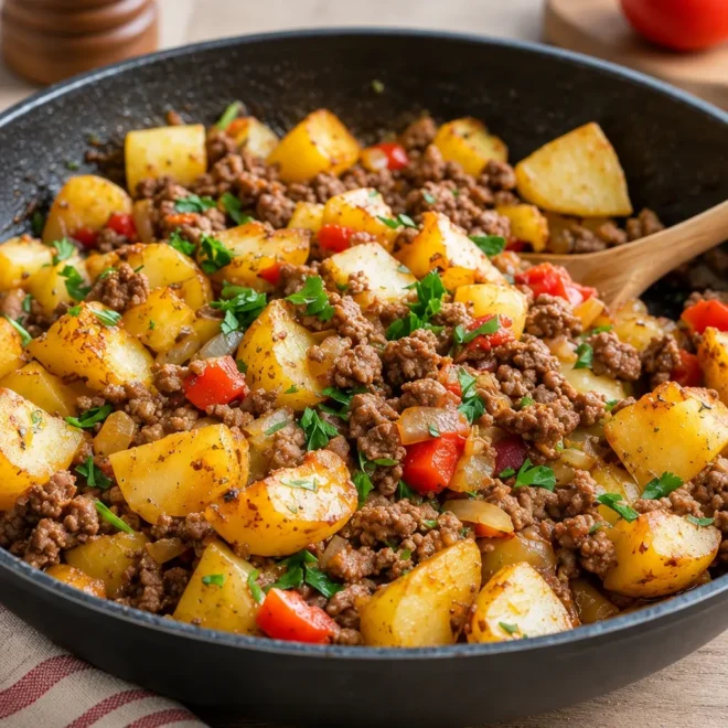 Poêlée de bœuf haché facile et pommes de terre