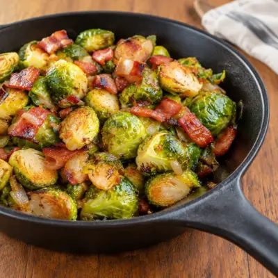 Poêlée de choux de Bruxelles facile au bacon