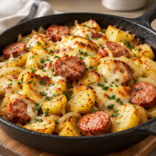 Poêlée de pommes de terre facile et gratinée