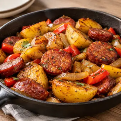 Poêlée de saucisse et pommes de terre facile