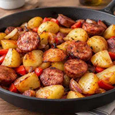 Poêlée de saucisses et pommes de terre facile