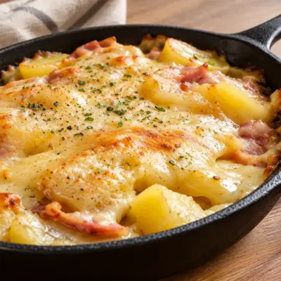Poêlée pommes de terre jambon fromage facile