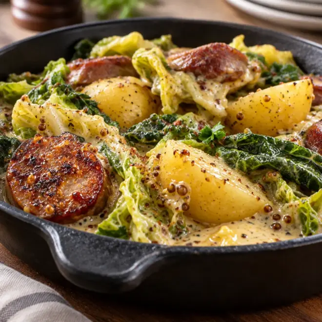 Poêlée saucisse chou pommes de terre facile