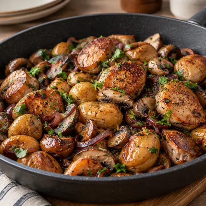 Poêlée saucisses châtaignes : recette facile
