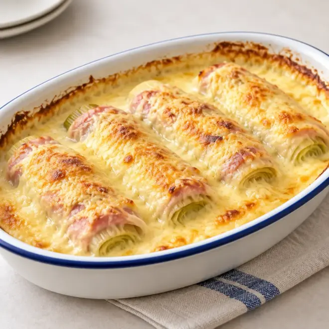 Poireaux au jambon gratinés faciles et fondants