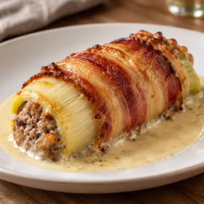 Poireaux farcis au bacon : recette facile au four