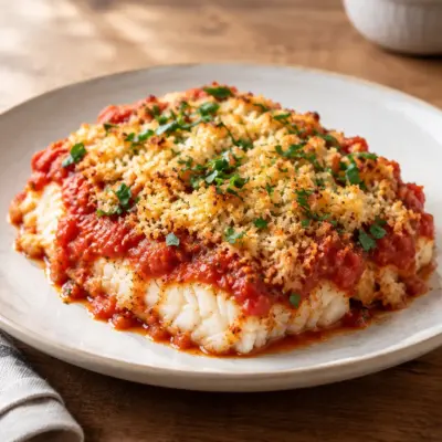 Poisson au four : croûte de tomate dorée