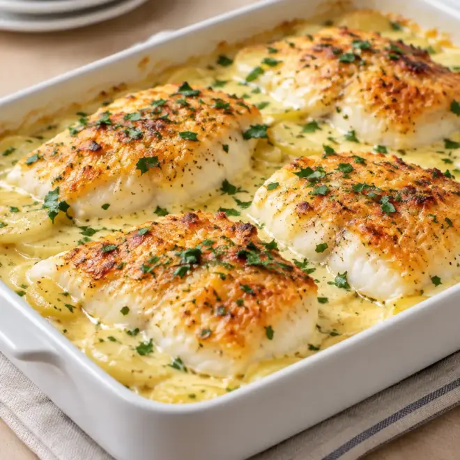 Poisson blanc gratiné, recette facile aux herbes