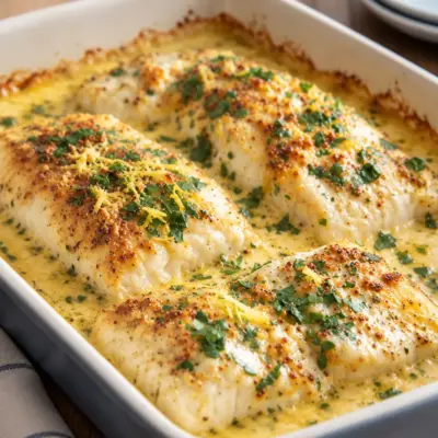 Poisson blanc gratiné, sauce crémeuse facile