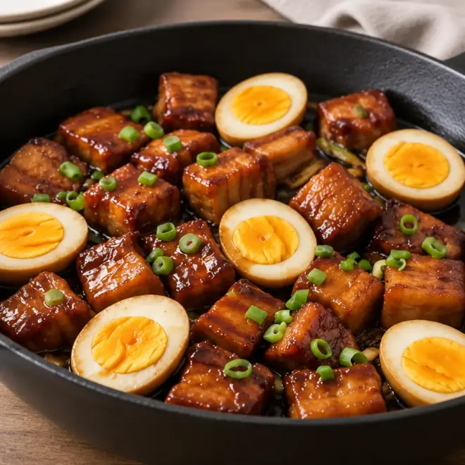 Poitrine de porc braisée aux œufs facile