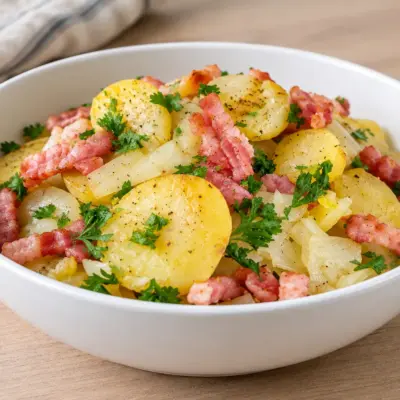 Pommes de terre au bacon, recette facile à la poêle