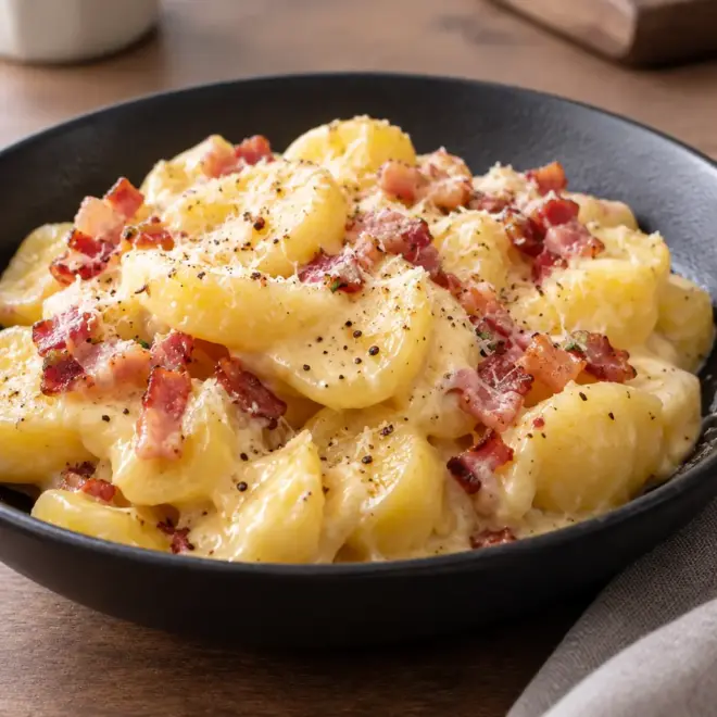 Pommes de terre carbonara faciles et crémeuses