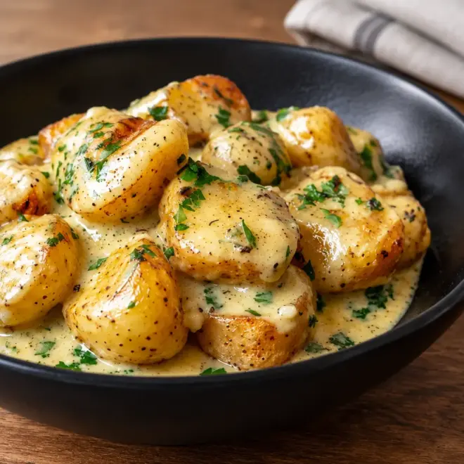 Pommes de terre crémeuses à l’ail et aux herbes
