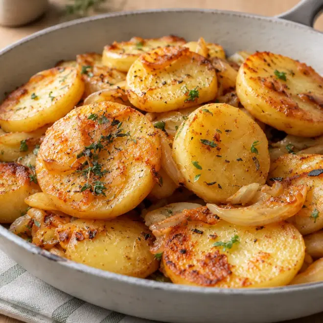 Pommes de terre dorées aux herbes à la poêle