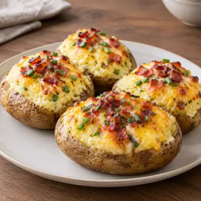Pommes de terre farcies faciles au fromage et bacon