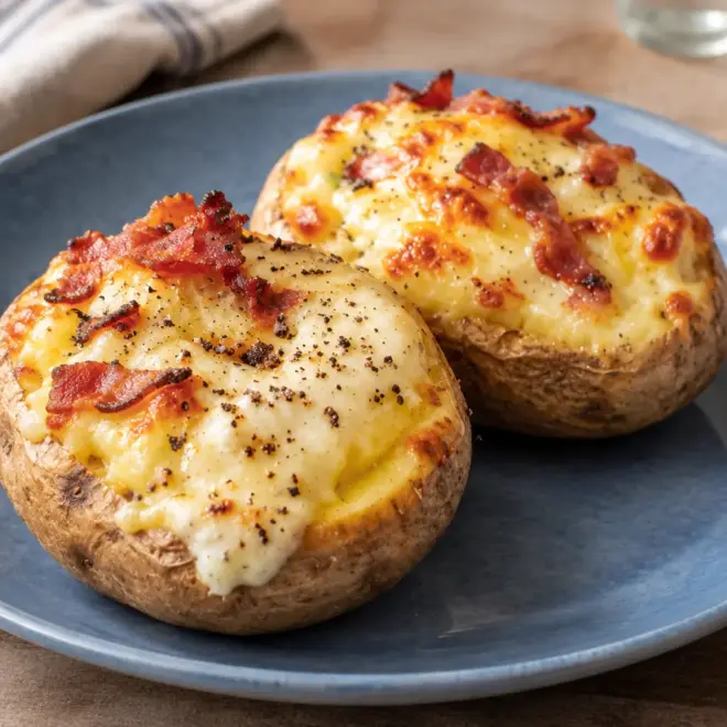 Pommes de terre farcies au bacon et fromage