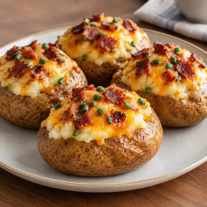 Pommes de terre farcies faciles au fromage et bacon