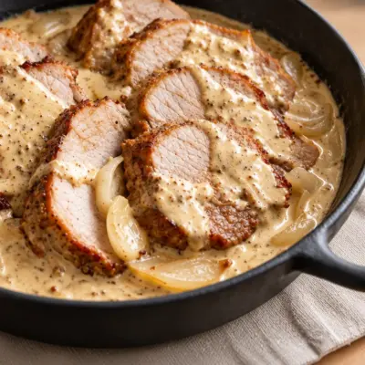 Porc à la moutarde : recette facile et crémeuse