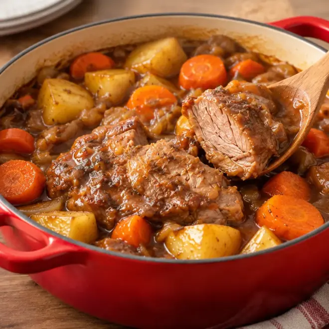 Porc braisé aux légumes facile en cocotte