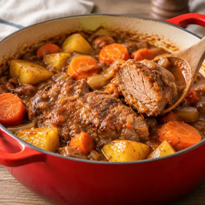 Porc braisé en cocotte facile et fondant