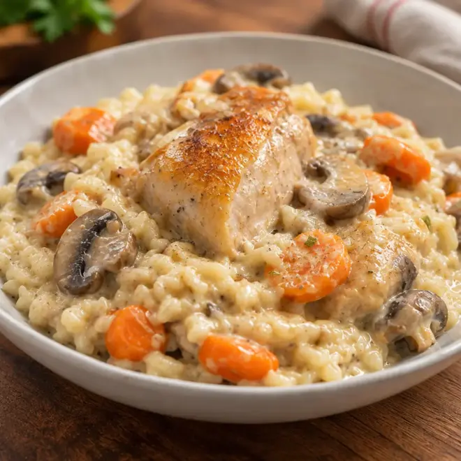 Poule au riz de la Mère Michèle, crémeuse et dorée