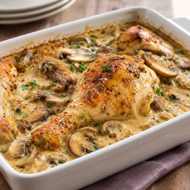 Poulet à la crème et aux champignons facile