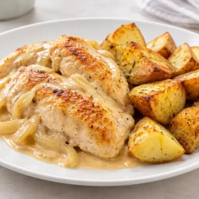 Poulet à la crème et aux oignons facile