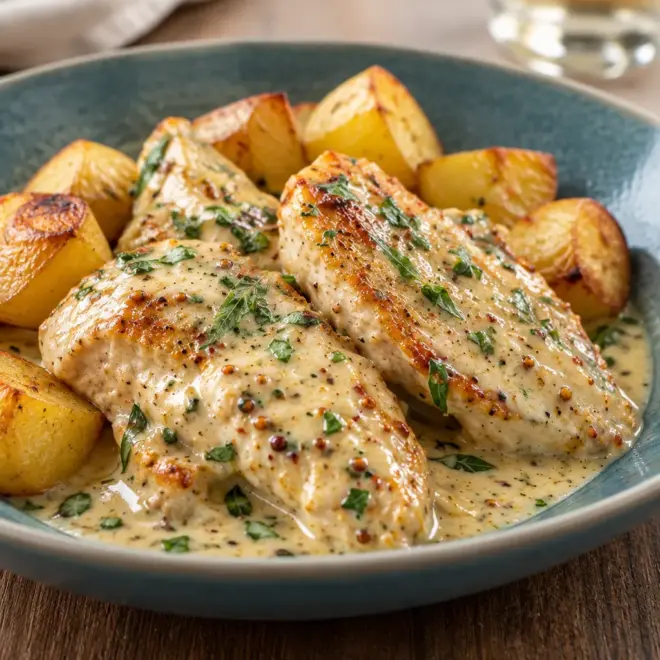 Poulet à la moutarde facile et crémeux