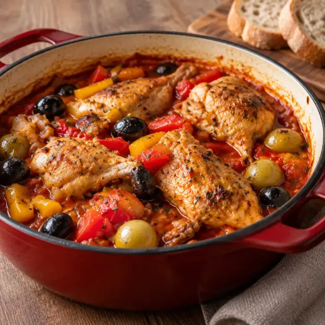 Poulet à la provençale : recette aux olives