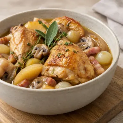 Poulet au cidre, recette aux pommes et à la crème