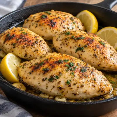 Poulet au citron et à l’ail facile à la poêle