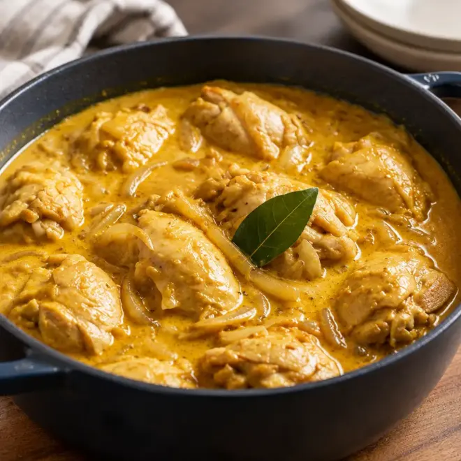 Poulet au curry crémeux facile en cocotte
