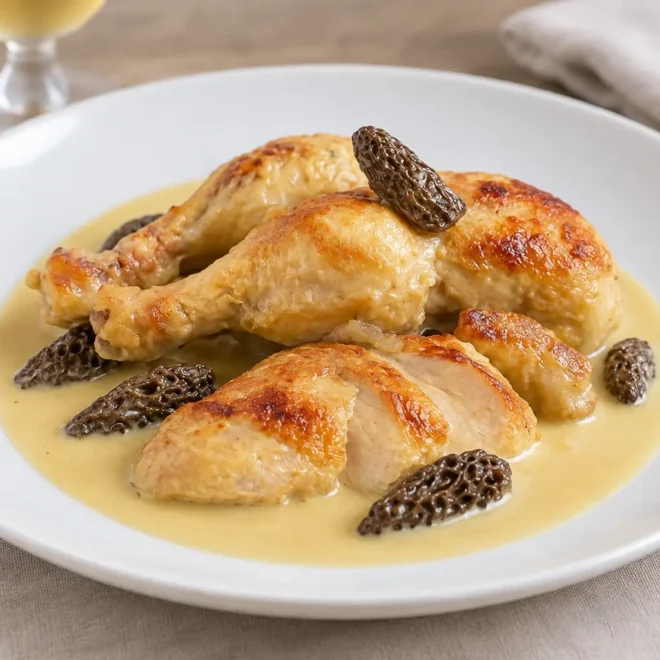 Poulet au vin jaune : recette facile et crémeuse