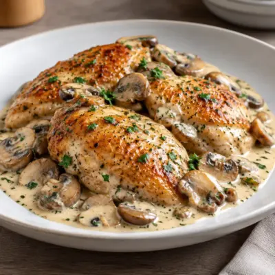 Poulet aux champignons : recette crémeuse facile