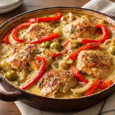 Poulet aux olives et poivrons à la mijoteuse