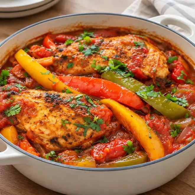 Poulet aux poivrons à la tomate facile
