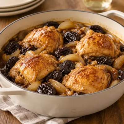 Poulet aux pruneaux, recette marocaine mijotée