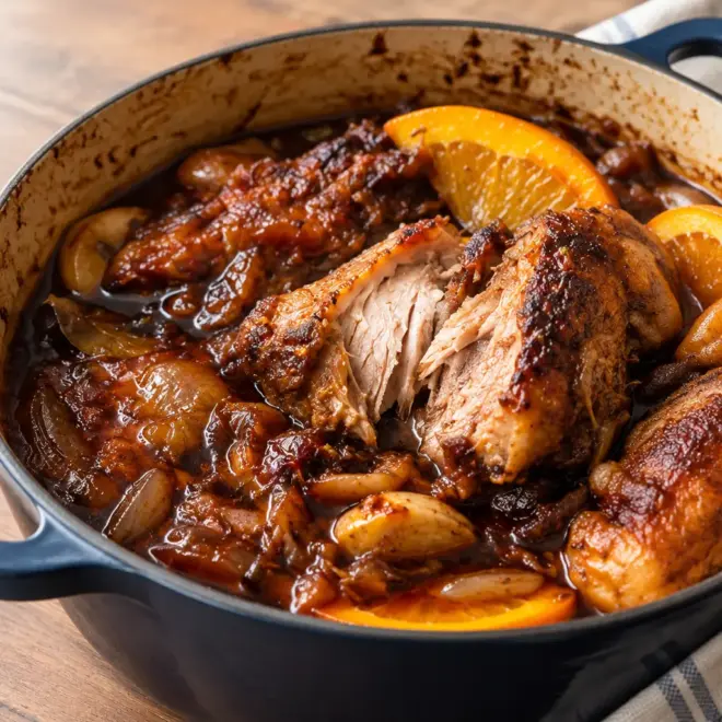 Poulet braisé à l’orange facile en cocotte
