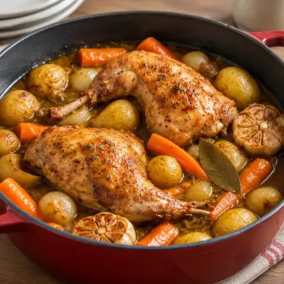 Poulet braisé aux herbes facile en cocotte
