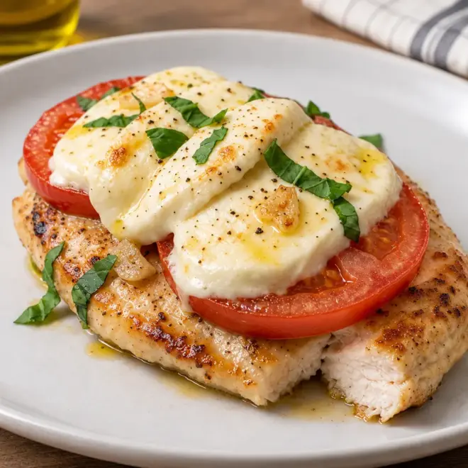 Poulet caprese facile, tomate et mozzarella