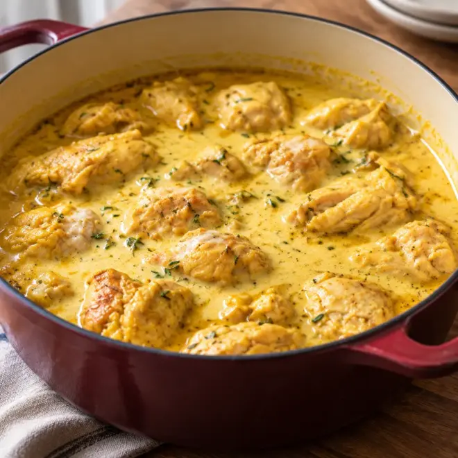 Poulet coco-curcuma : recette facile et fondante